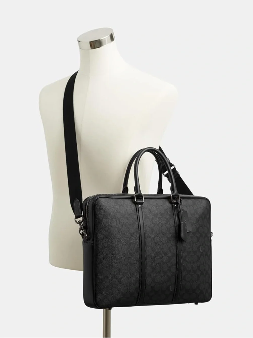 NWT COACH Metropolitan Slim Briefcase - Signature Canvas Charcoal/Blk Laptop bag
